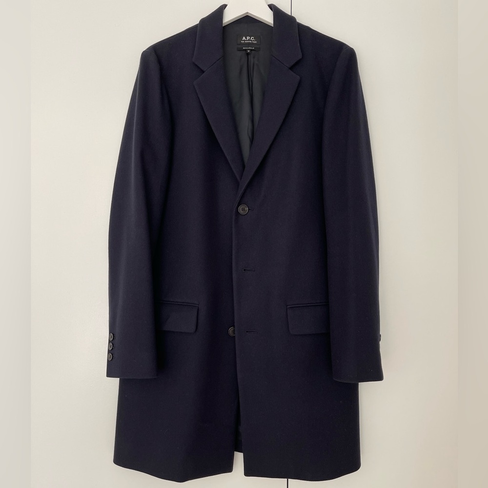 A.P.C. Visconti Coat, Dark Blue, Men’s Size Medium